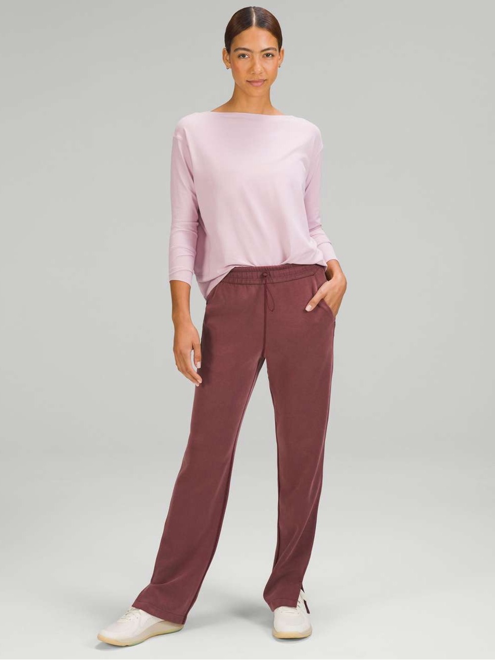 Lululemon Brushed Softstreme Split-Hem High-Rise Pant 14 Red Merlot